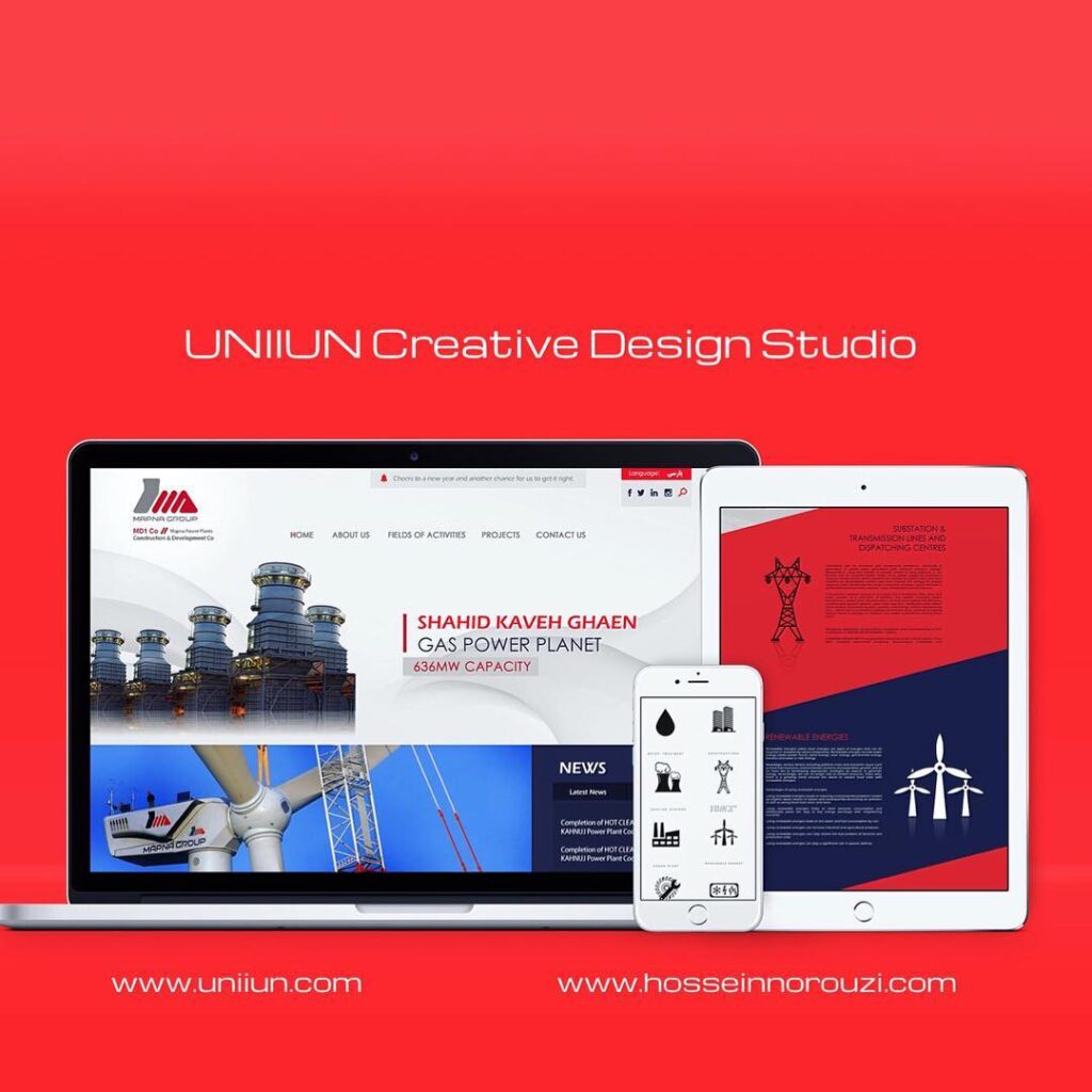پروژه مپنا توسعه نیروگاه حسین نوروزی طراحی وب سایت طراحی آیکون کاربردپزیری